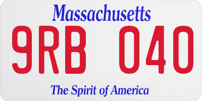 MA license plate 9RB040