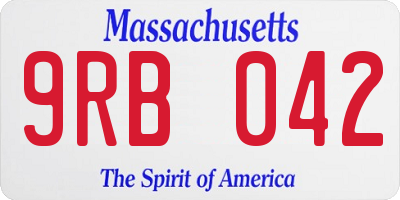 MA license plate 9RB042