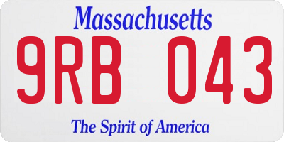 MA license plate 9RB043