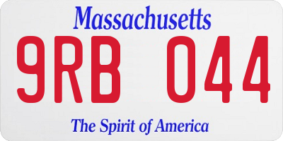 MA license plate 9RB044