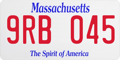 MA license plate 9RB045