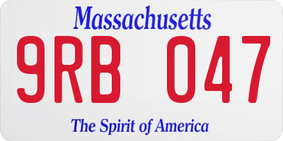 MA license plate 9RB047