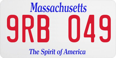 MA license plate 9RB049