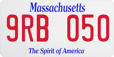 MA license plate 9RB050
