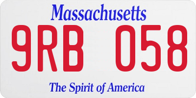 MA license plate 9RB058