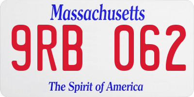 MA license plate 9RB062