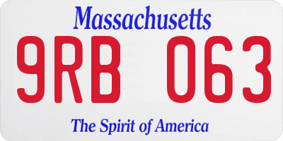 MA license plate 9RB063