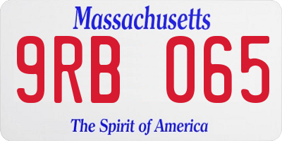 MA license plate 9RB065
