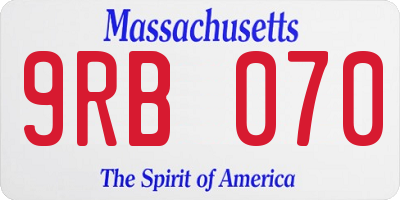 MA license plate 9RB070