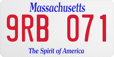 MA license plate 9RB071