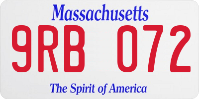 MA license plate 9RB072
