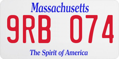MA license plate 9RB074