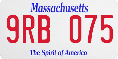 MA license plate 9RB075