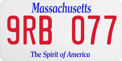MA license plate 9RB077