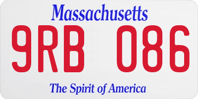 MA license plate 9RB086