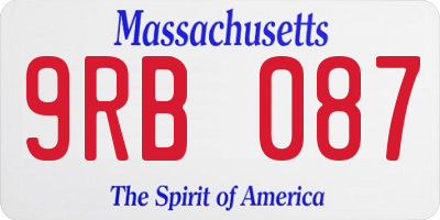 MA license plate 9RB087