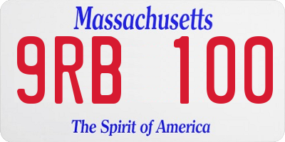MA license plate 9RB100
