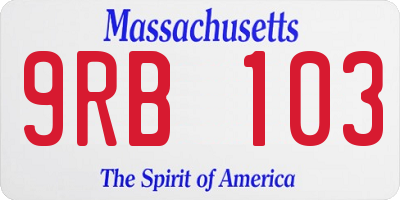 MA license plate 9RB103