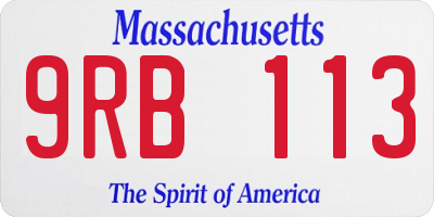 MA license plate 9RB113