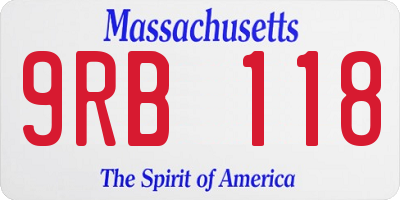MA license plate 9RB118