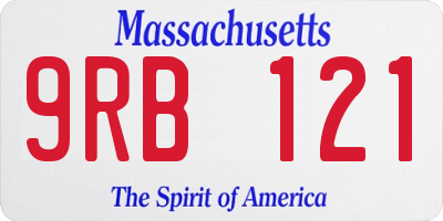 MA license plate 9RB121