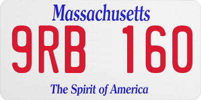 MA license plate 9RB160