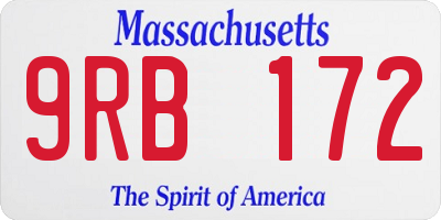 MA license plate 9RB172
