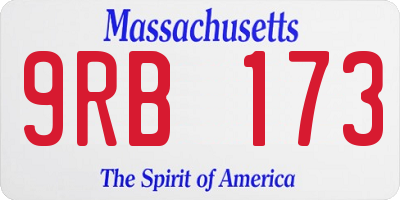 MA license plate 9RB173