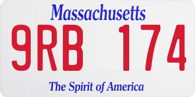 MA license plate 9RB174