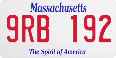 MA license plate 9RB192