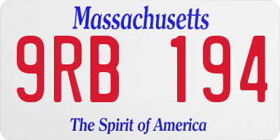 MA license plate 9RB194