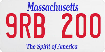 MA license plate 9RB200