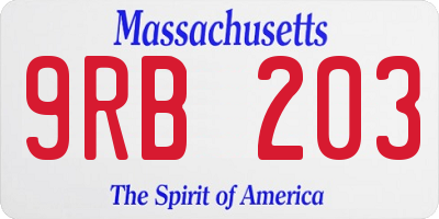MA license plate 9RB203
