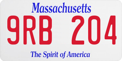 MA license plate 9RB204