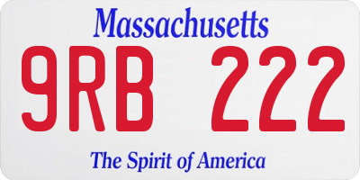 MA license plate 9RB222