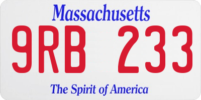 MA license plate 9RB233