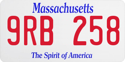 MA license plate 9RB258