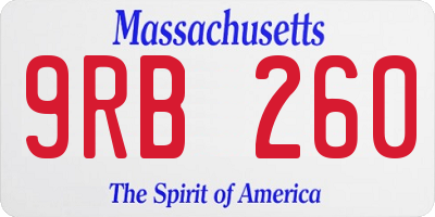 MA license plate 9RB260