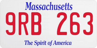 MA license plate 9RB263