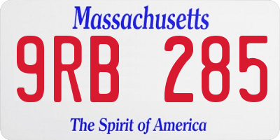 MA license plate 9RB285