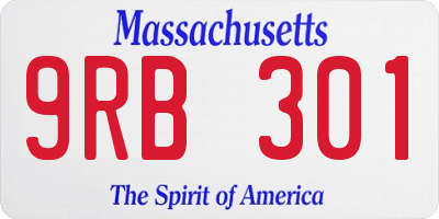 MA license plate 9RB301