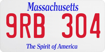 MA license plate 9RB304
