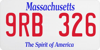 MA license plate 9RB326