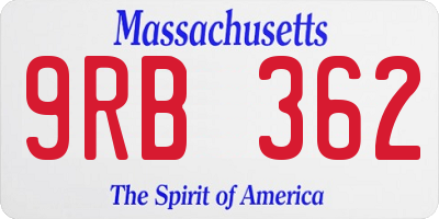 MA license plate 9RB362