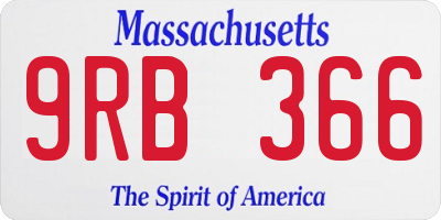 MA license plate 9RB366