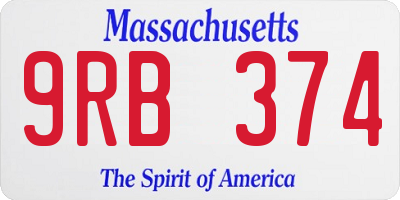 MA license plate 9RB374