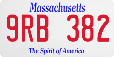 MA license plate 9RB382