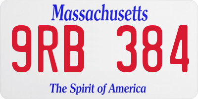 MA license plate 9RB384