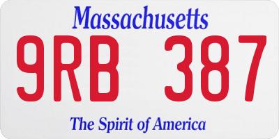 MA license plate 9RB387