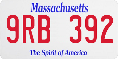 MA license plate 9RB392